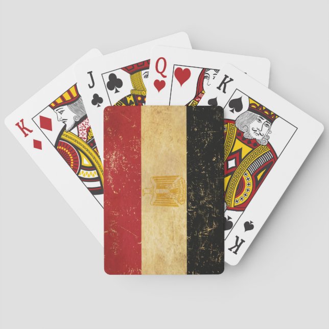 Egypt Flag Vintage Grunge Design Playing Cards (Back)
