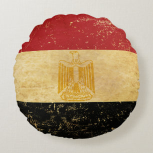 Egypt Flag Vintage Grunge Design Round Pillow