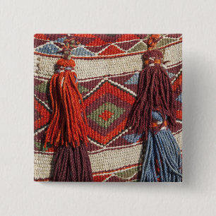 Egypt, Giza. Camel blanket at the Pyramids of 2 Inch Square Button