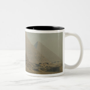 Egypt, Giza, Giza Pyramids Complex, Giza Plateau Two-Tone Coffee Mug