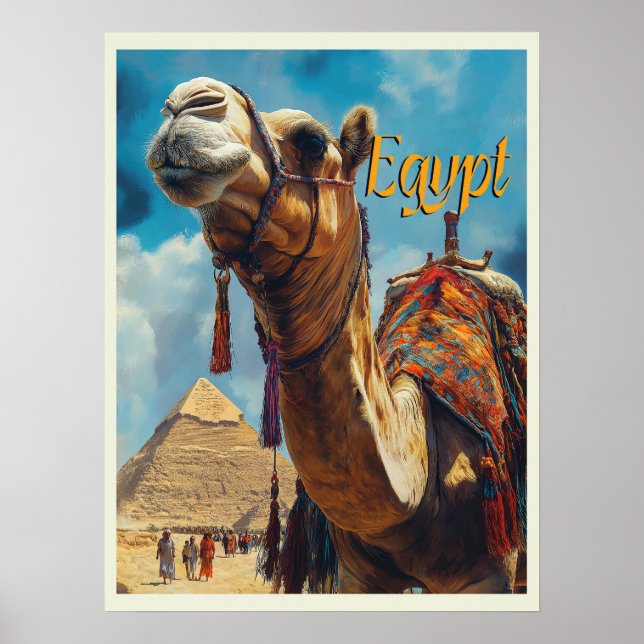 Egypt Giza Pyramids Vintage Travel  Poster (Front)
