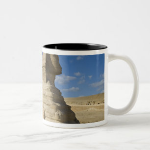 Egypt, Giza. The great Sphynx rises above the 2 Two-Tone Coffee Mug