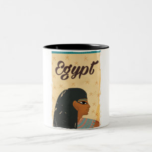 Egypt hieroglyphics Vintage travel poster Two-Tone Coffee Mug