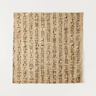 Egypt hieroglyphs, grunge seamless pattern tapestry