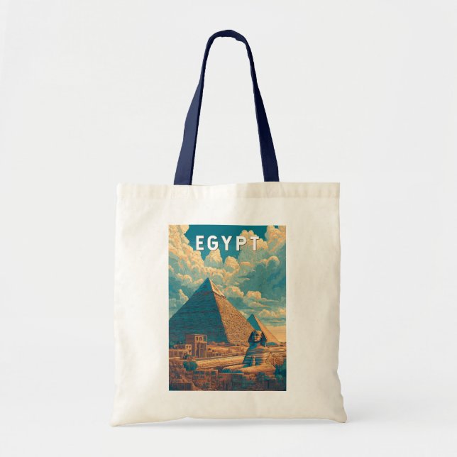Egypt Illustration Travel Art Vintage Tote Bag (Front)