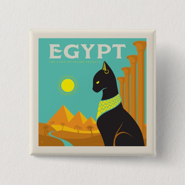 Egypt | Land of  Feline Royalty 2 Inch Square Button (Front)