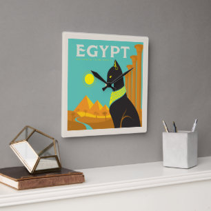 Egypt   Land of  Feline Royalty Square Wall Clock