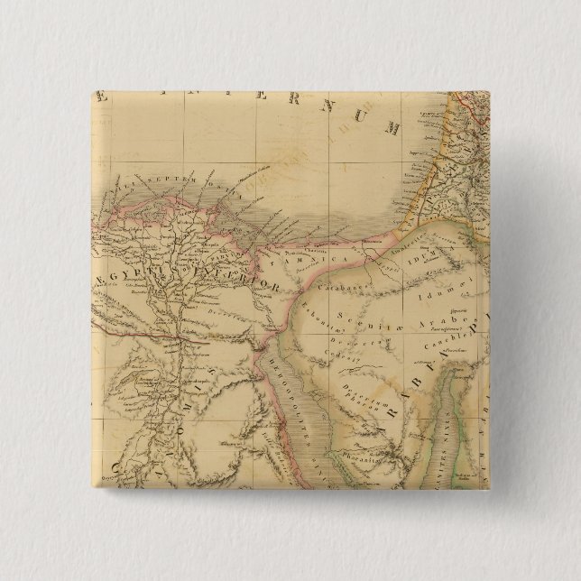 Egypt, Palestine and Arabia Map 2 Inch Square Button (Front)
