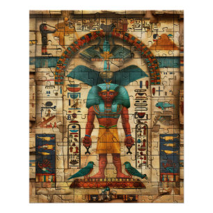 Egypt Pharaoh Teal Colour King  Poster