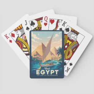 Egypt Pyramid Illustration Travel Art Vintage Playing Cards