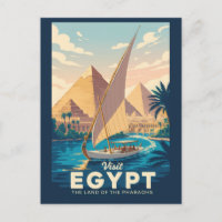Egypt Pyramid Illustration Travel Art Vintage