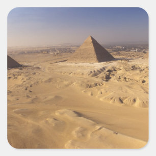 Egypt, Pyramids at Giza, Khafre, Khufu, Menkaure Square Sticker