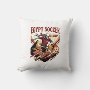 Egypt Soccer Skeleton Striker Nations Premium Spor Throw Pillow
