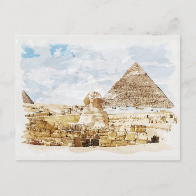 Egypt Sphinx Giza Pyramids Travelling Fine Art Postcard (Front)