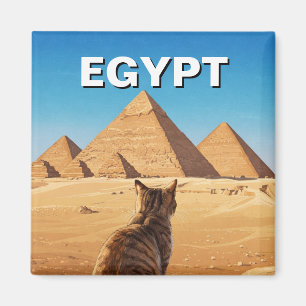 Egypt Sphinx Pyramids of Giza Cat Magnet