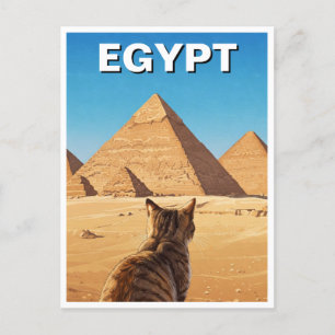 Egypt Sphinx Pyramids of Giza Cat Postcard
