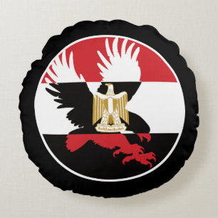 Egypt Steppe Eagle Egyptian National Animal Flag Round Pillow