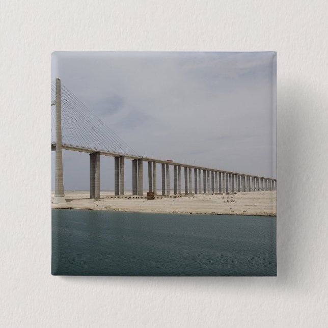 Egypt, Suez Canal. Bridge of Peace aka Peace 2 Inch Square Button (Front)