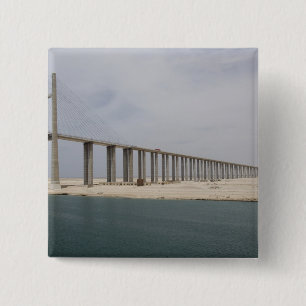 Egypt, Suez Canal. Bridge of Peace aka Peace 2 Inch Square Button