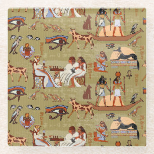Egypt Symbols Pattern Glass Coaster