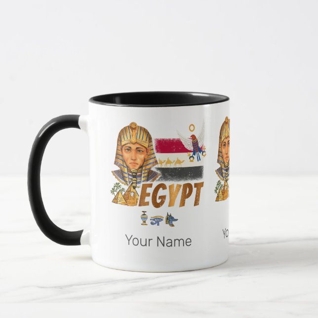 Egypt Vintage Pharaoh Flag And Pyramids Souvenir Mug (Left)