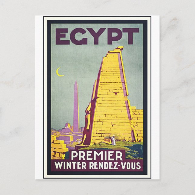 Egypt Vintage Travel Art Poster Postcard (Front)