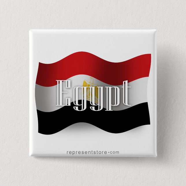 Egypt Waving Flag 2 Inch Square Button (Front)