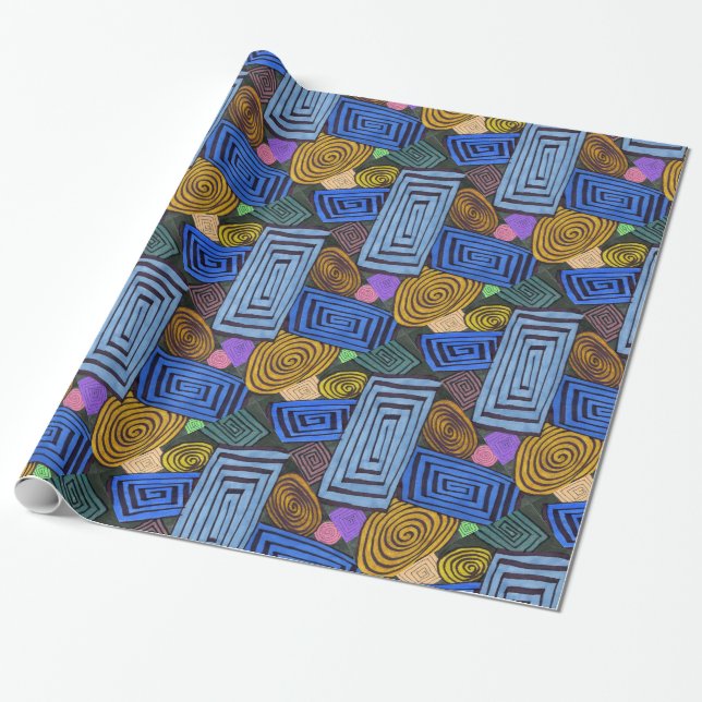 "Egyptain Links" Abstract Design Wrapping Paper (Unrolled)