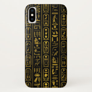 Egyptian Ancient Gold hieroglyphs on black Case-Mate iPhone Case