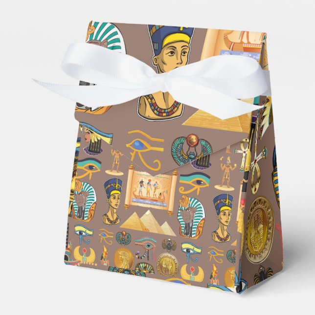 Egyptian Ancient Hieroglyphic Pattern Symbol Favor Box (Front Side)