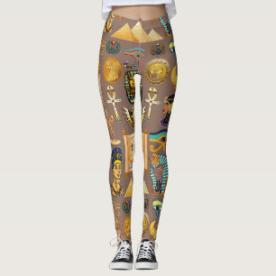 Egyptian Ancient Hieroglyphic Pattern Symbol Leggings