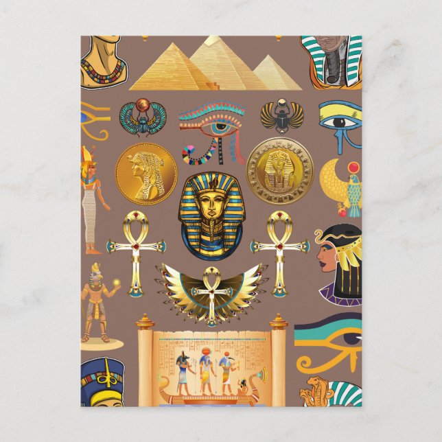 Egyptian Ancient Hieroglyphic Pattern Symbol Postcard (Front)