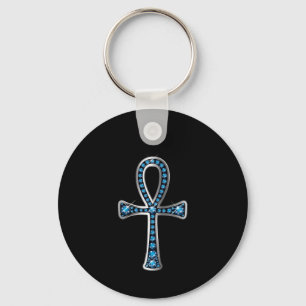 Egyptian Anhk with "Aquamarine" Keychain