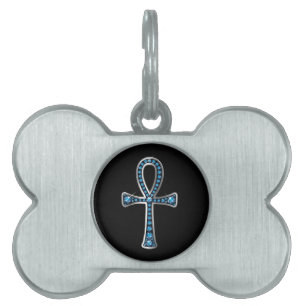 Egyptian Anhk with Aquamarine Pet Tag