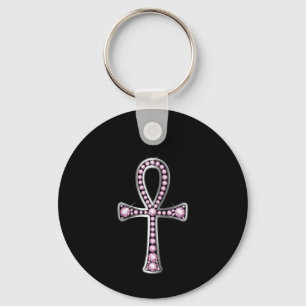 Egyptian Anhk with "Rose Quartz" Keychain