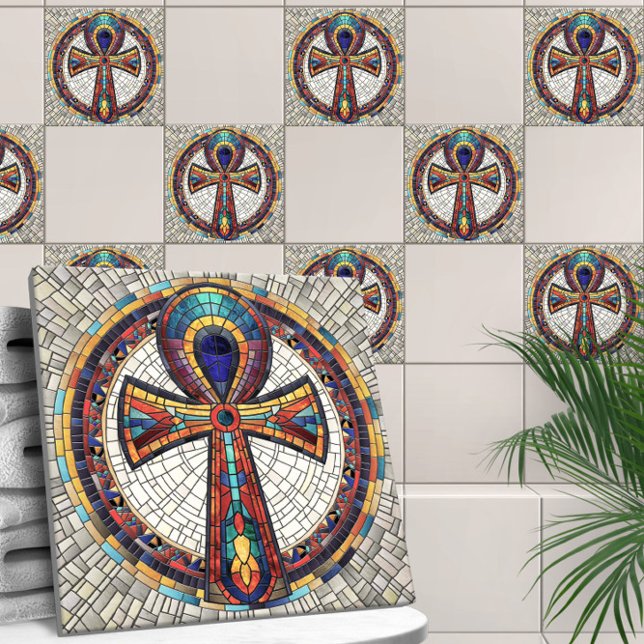 Egyptian Ankh Cross -Mosaic Art Tile (Creator Uploaded)