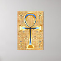 Egyptian Ankh - Gold and Blue Design