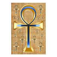 Egyptian Ankh - Gold and Blue Design