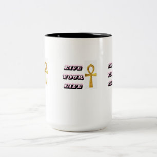 Egyptian Ankh Life Quote - Golden Key of Life - Li Two-Tone Coffee Mug