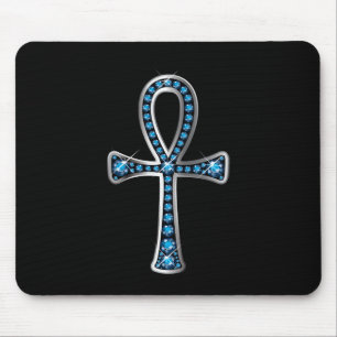 Egyptian Ankh with Aquamarine Mouse Pad