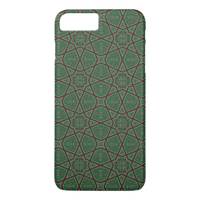 Egyptian arabic geometric pattern in brown green Case-Mate iPhone case (Back)
