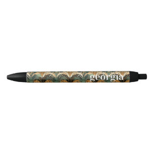 Egyptian Art Deco Pattern   Monogram Black Ink Pen