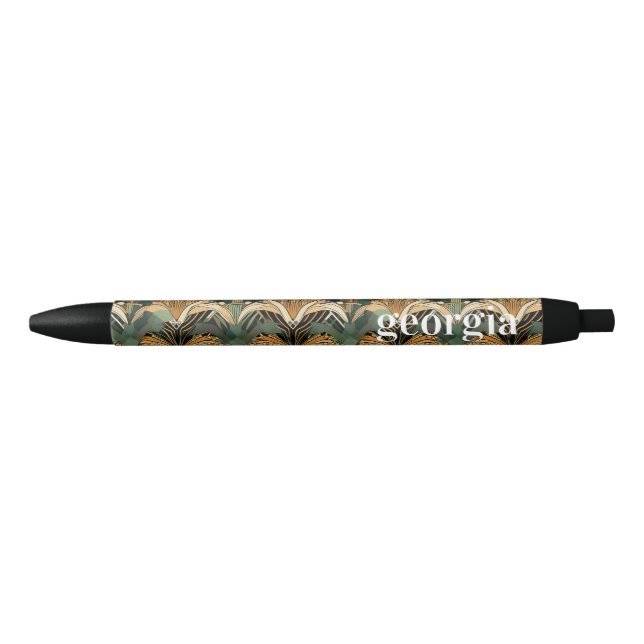 Egyptian Art Deco Pattern | Monogram Black Ink Pen (Front)