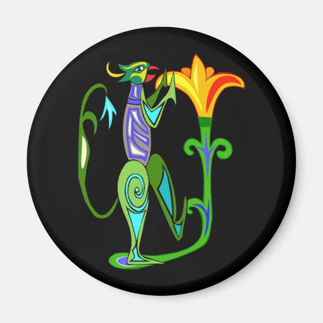 Egyptian Art Deco With A Lotus Flower Magnet (Front)