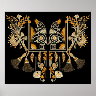 Egyptian art traditional gold border create hand m poster