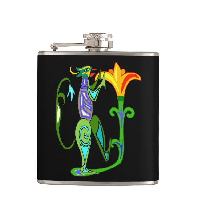 Egyptian Art With Lotus Flower Flask (Front)