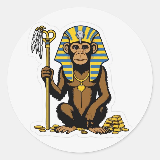 Egyptian Baboon Gold Treasure Sticker (Front)