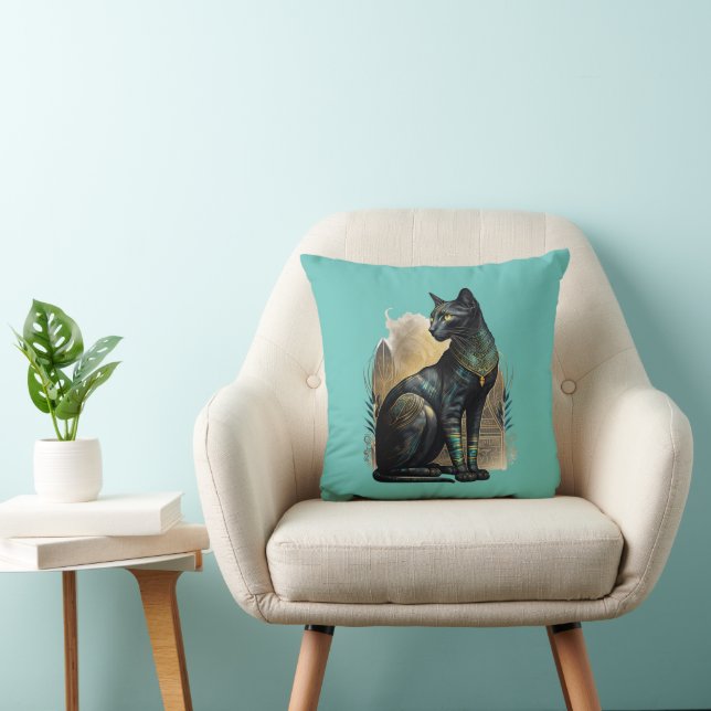 Egyptian Bastet Cat Goddess of Protection Throw Pillow (Chair)