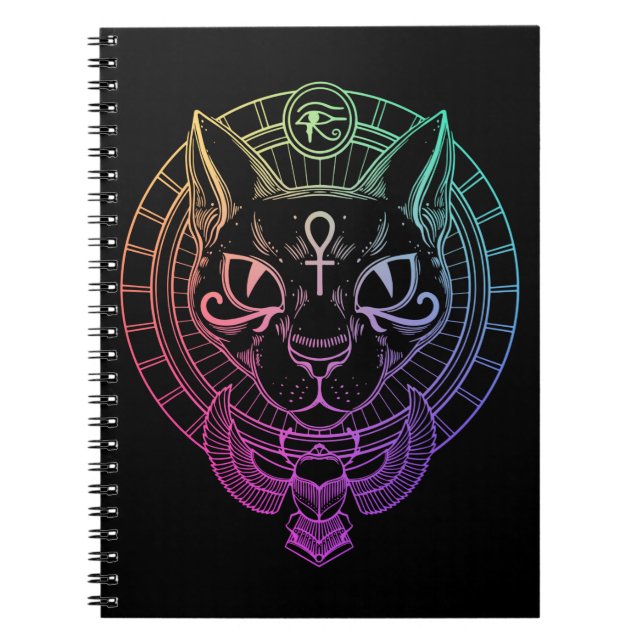 Egyptian Bastet Cat Horus Scarab Egypt Symbol Notebook (Front)