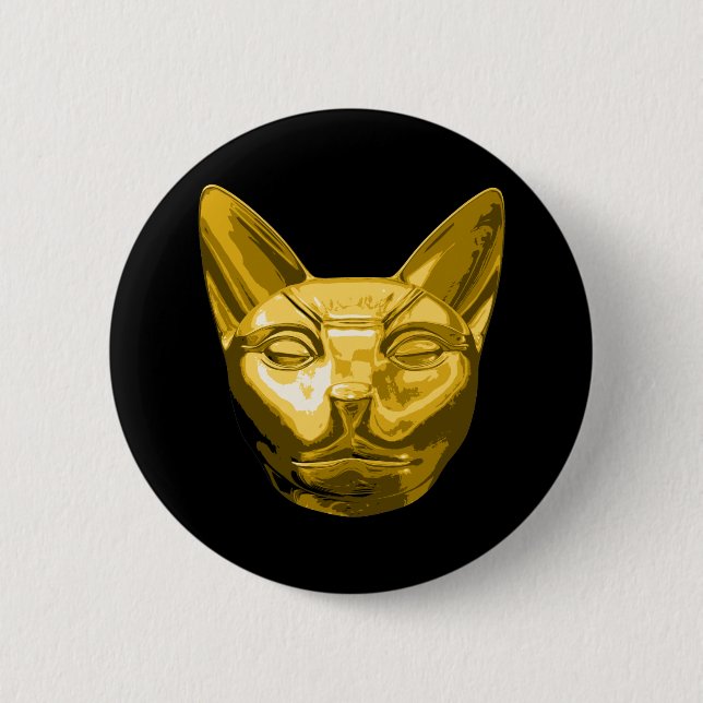 Egyptian Cat Bast 2 Inch Round Button (Front)